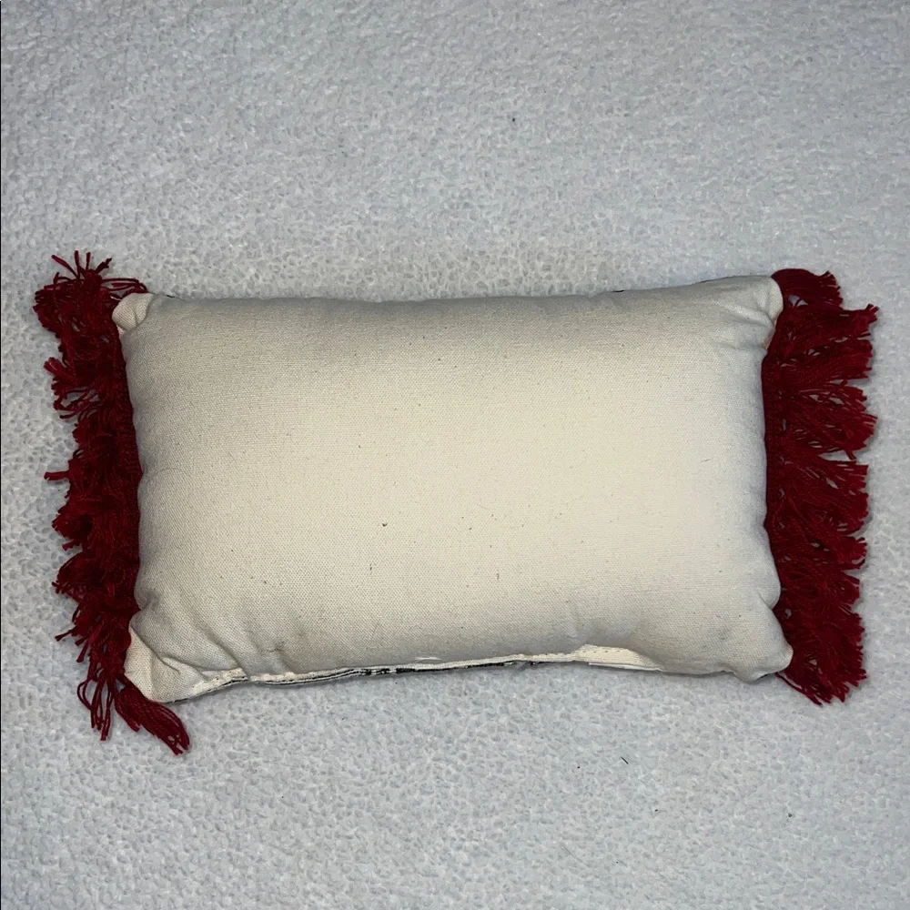 Festive Snowman Holiday Pillow with Red Accents